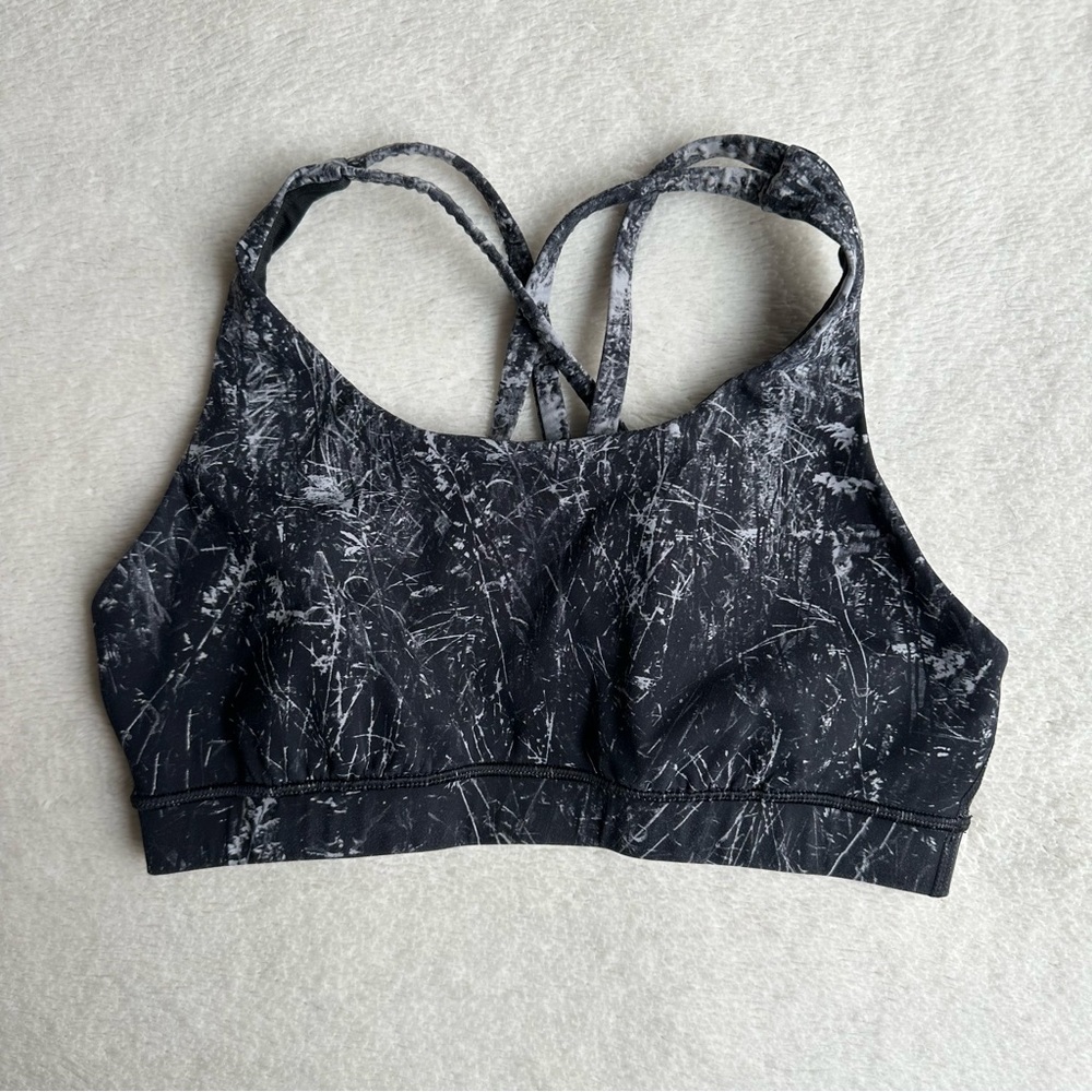 Lululemon Energy Bra Nulux Alouette Medium Support B C Black White 8